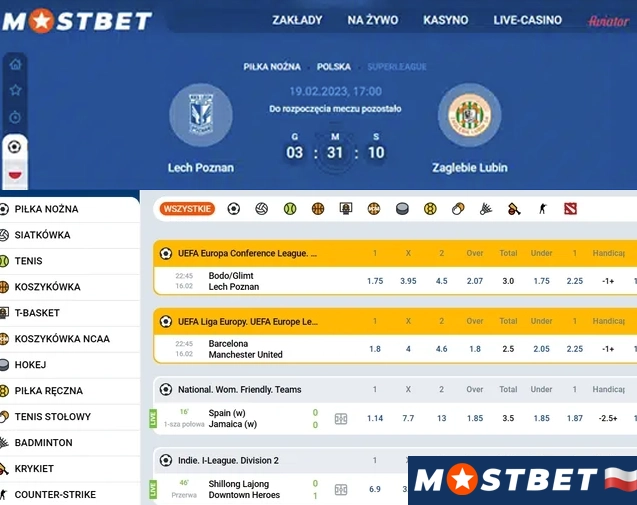 Mostebet w Polsce oferuje różnorodne opcje zakładów sportowych online